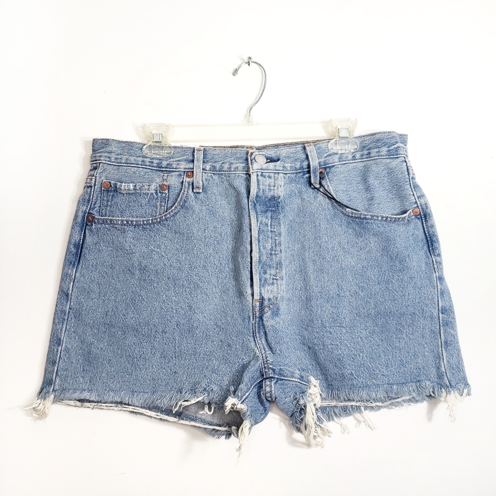 Levi's 501 High Rise Frayed Denim Shorts